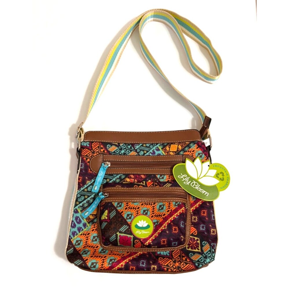 LILY BLOOM Multicolor "Patched Shapes" Bella Crossbody Bag Purse Geometric NWT
